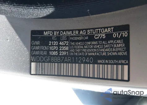 2010 Mercedes-Benz C 300 Luxury 4Matic/Sport 4Matic from USA, damaged, VIN WDDGF8BB7AR112940